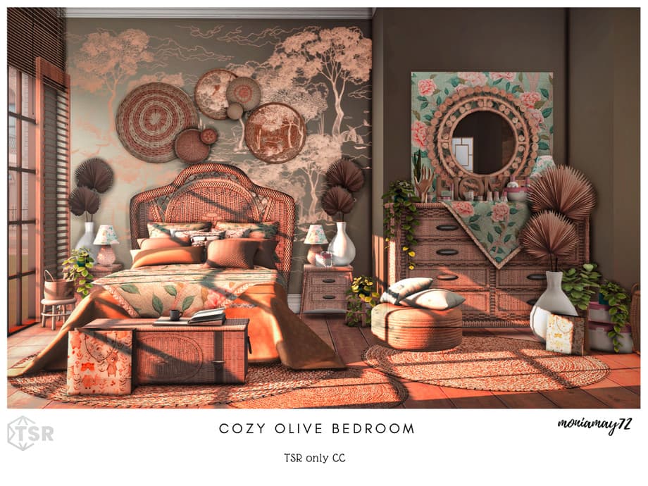 Скриншот мода Спальня Cozy Olive CC (лот)